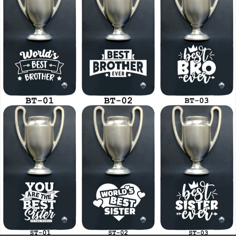 Personalised Metal Trophy 1.0 for Brother & Sister – Raksha Bandhan Special - The Gifting Era - personalised rakhi gift for brother, personalised rakhi gift for sister, raksha bandhan trophy gift, custom metal trophy for sibling, stainless steel rakhi gift, rakhi gift for bhaiya, rakhi gift for didi, quirky rakhi gifts, rakhi 2025 gift ideas, name engraved trophy rakhi special