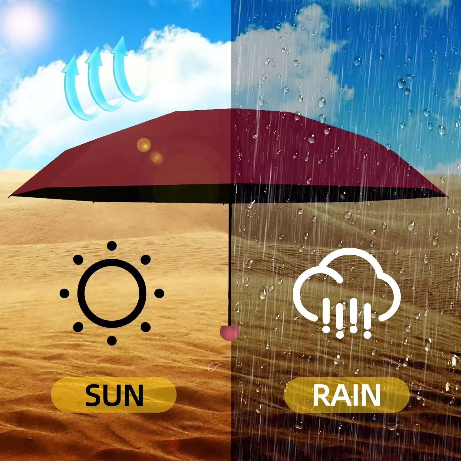 Personalised Mini Travel Folding Umbrella - UPF 50+ Sun & Rain Protection - The Gifting Era