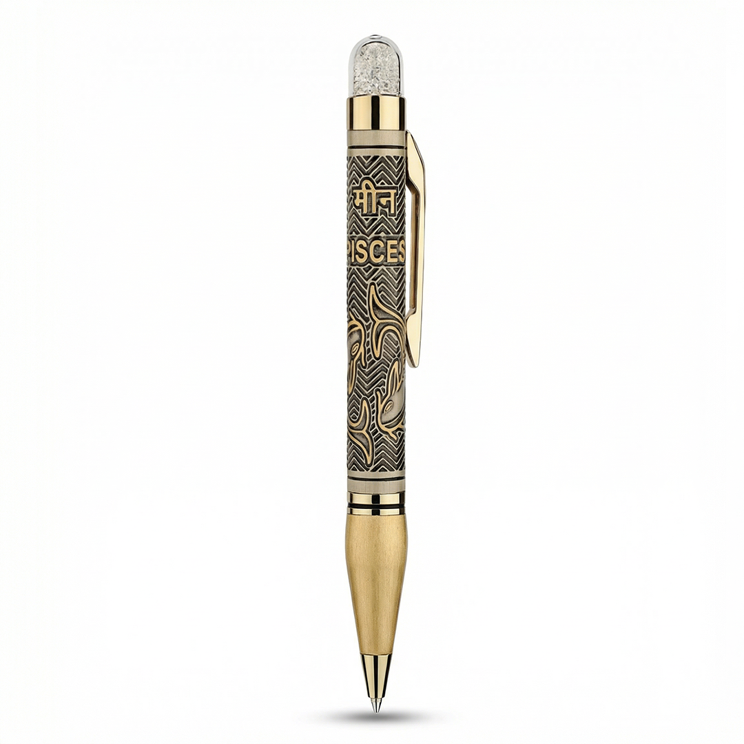 Personalised Pisces Zodiac Engraved Premium Metal Twist Ball Pen with Crystal Top