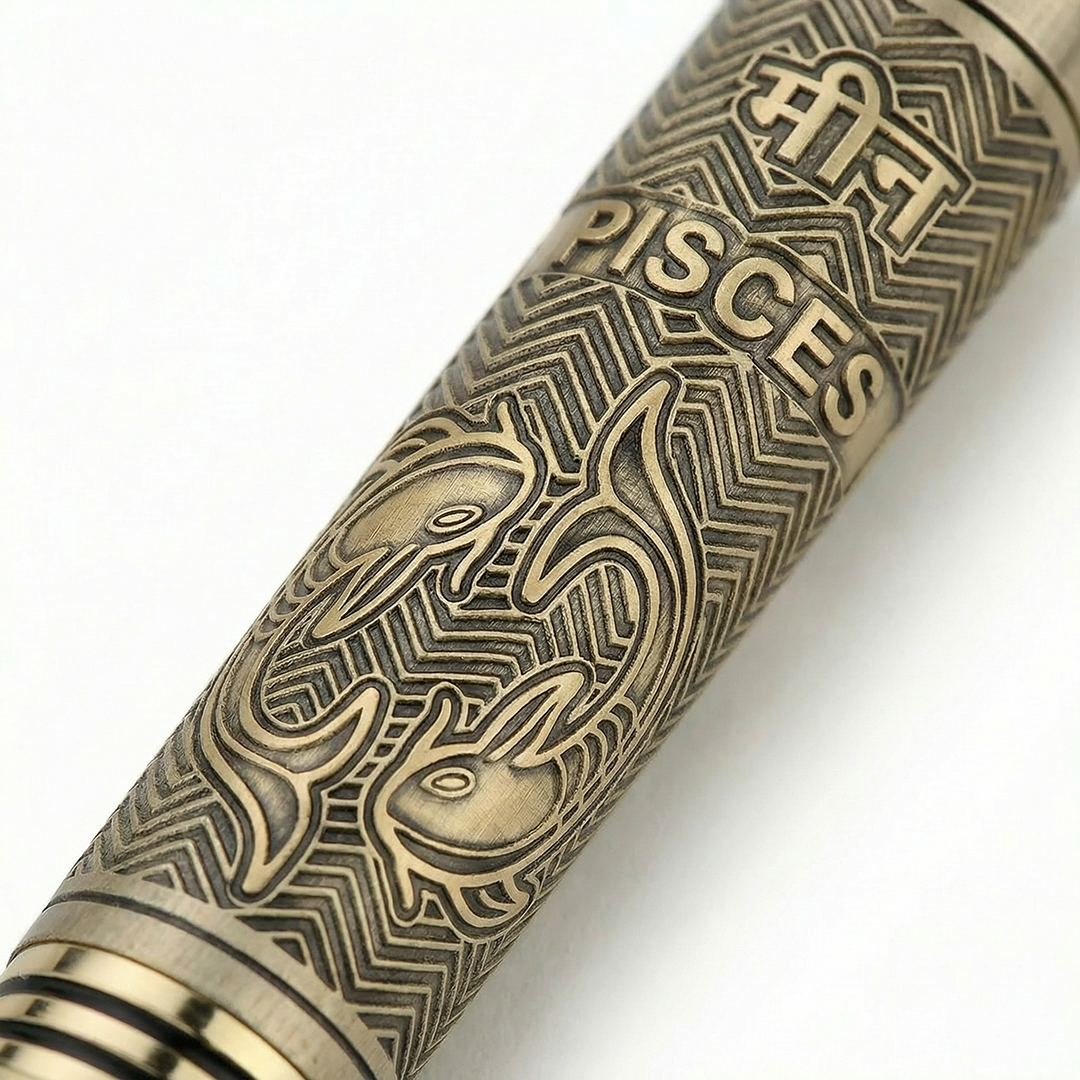 Personalised Pisces Zodiac Engraved Premium Metal Twist Ball Pen with Crystal Top