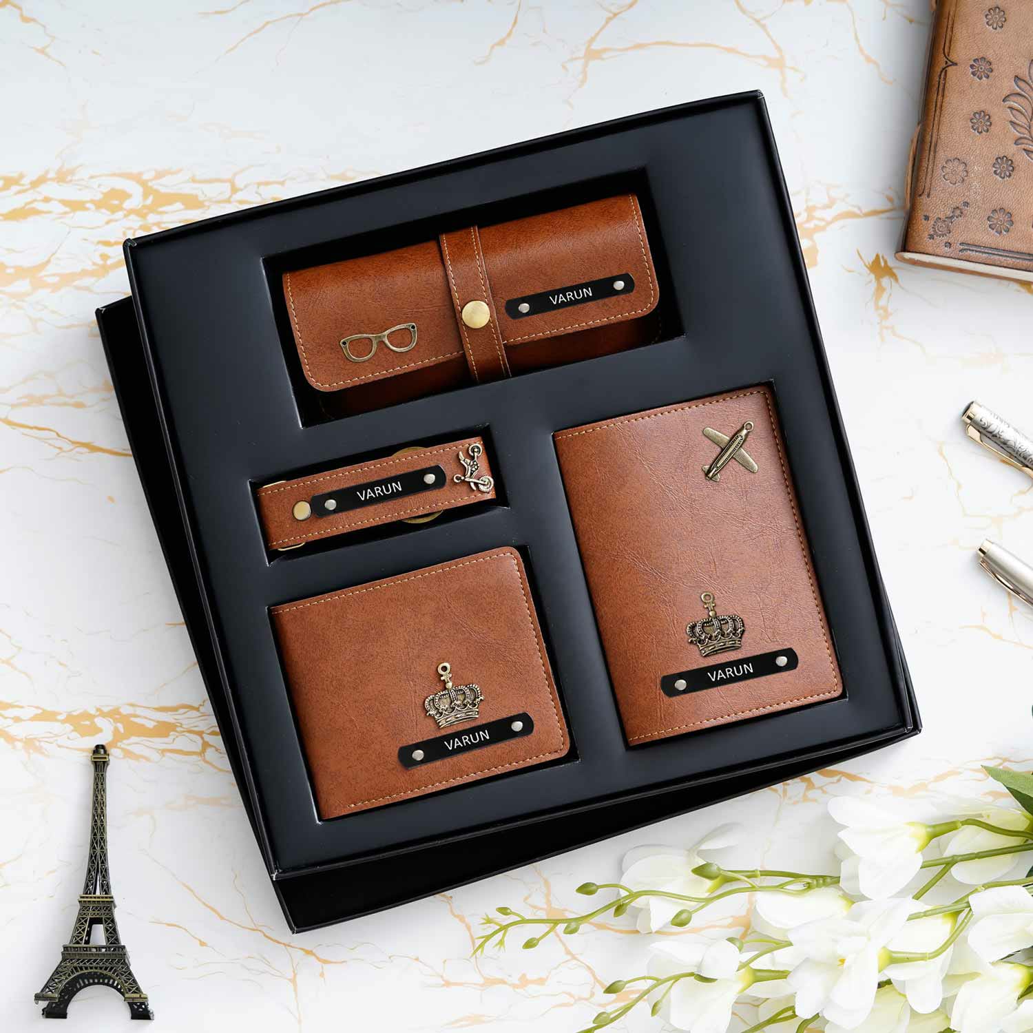 Personalised Premium Imported Leather Set of 4 for Men's - The Gifting Era