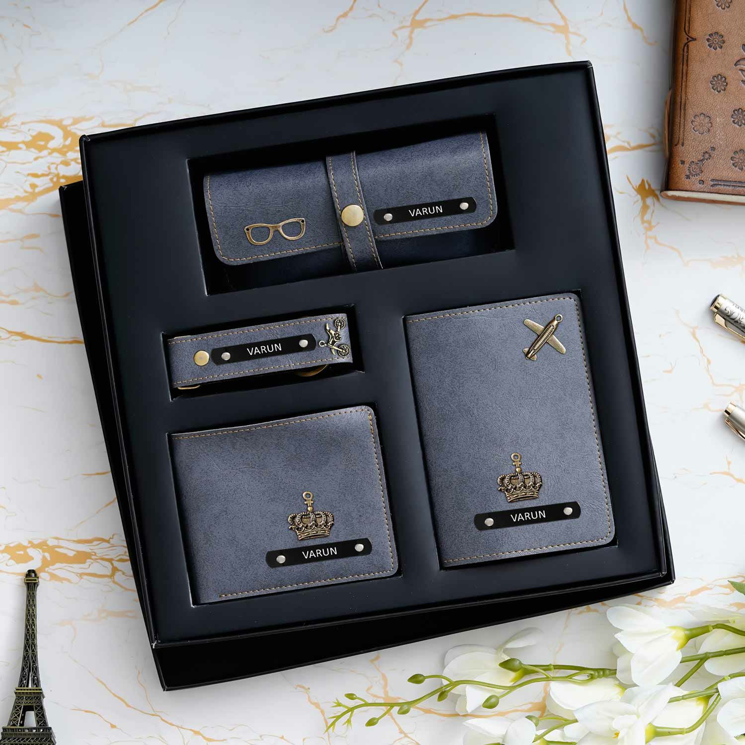 Personalised Premium Imported Leather Set of 4 for Men's - The Gifting Era