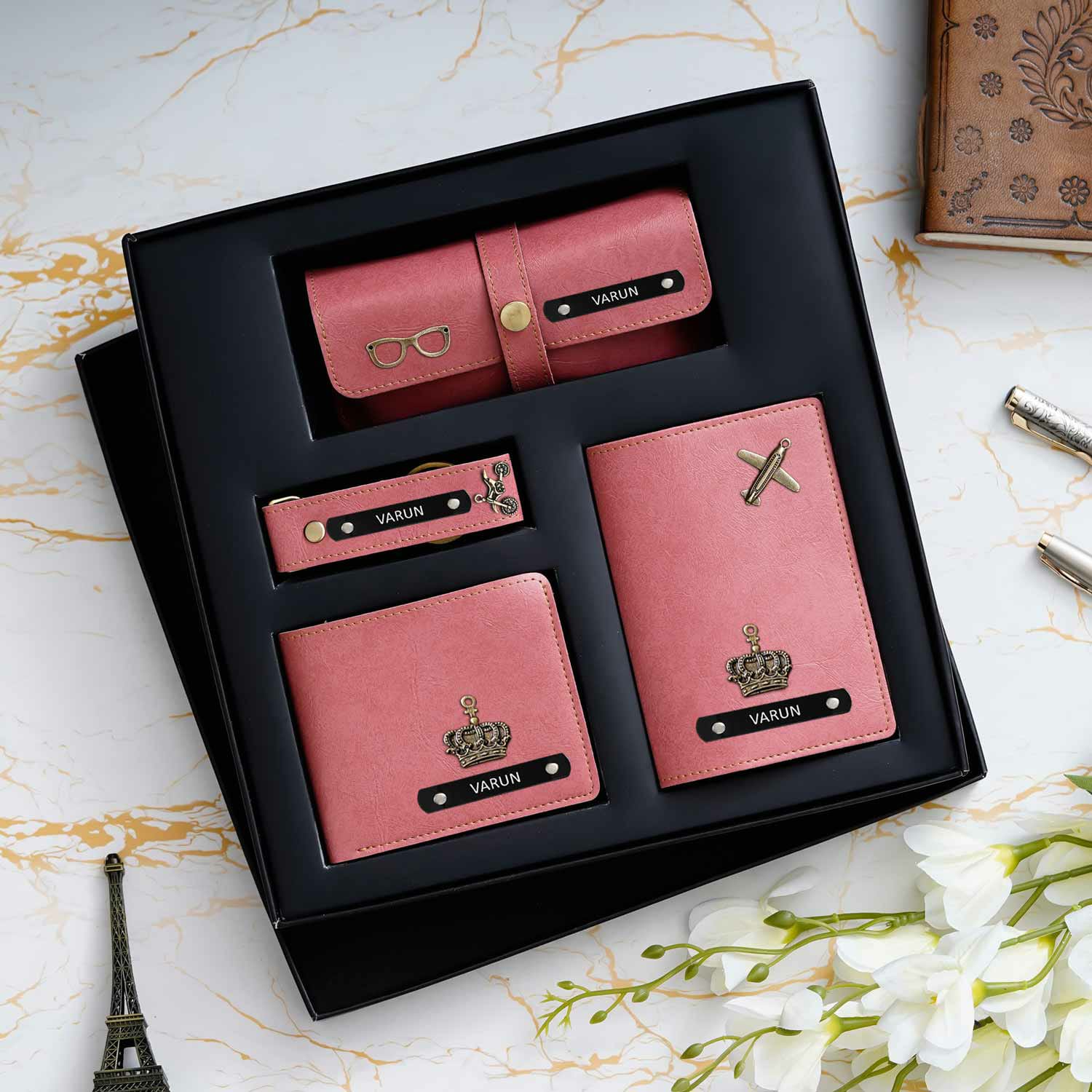 Personalised Premium Imported Leather Set of 4 for Men's - The Gifting Era
