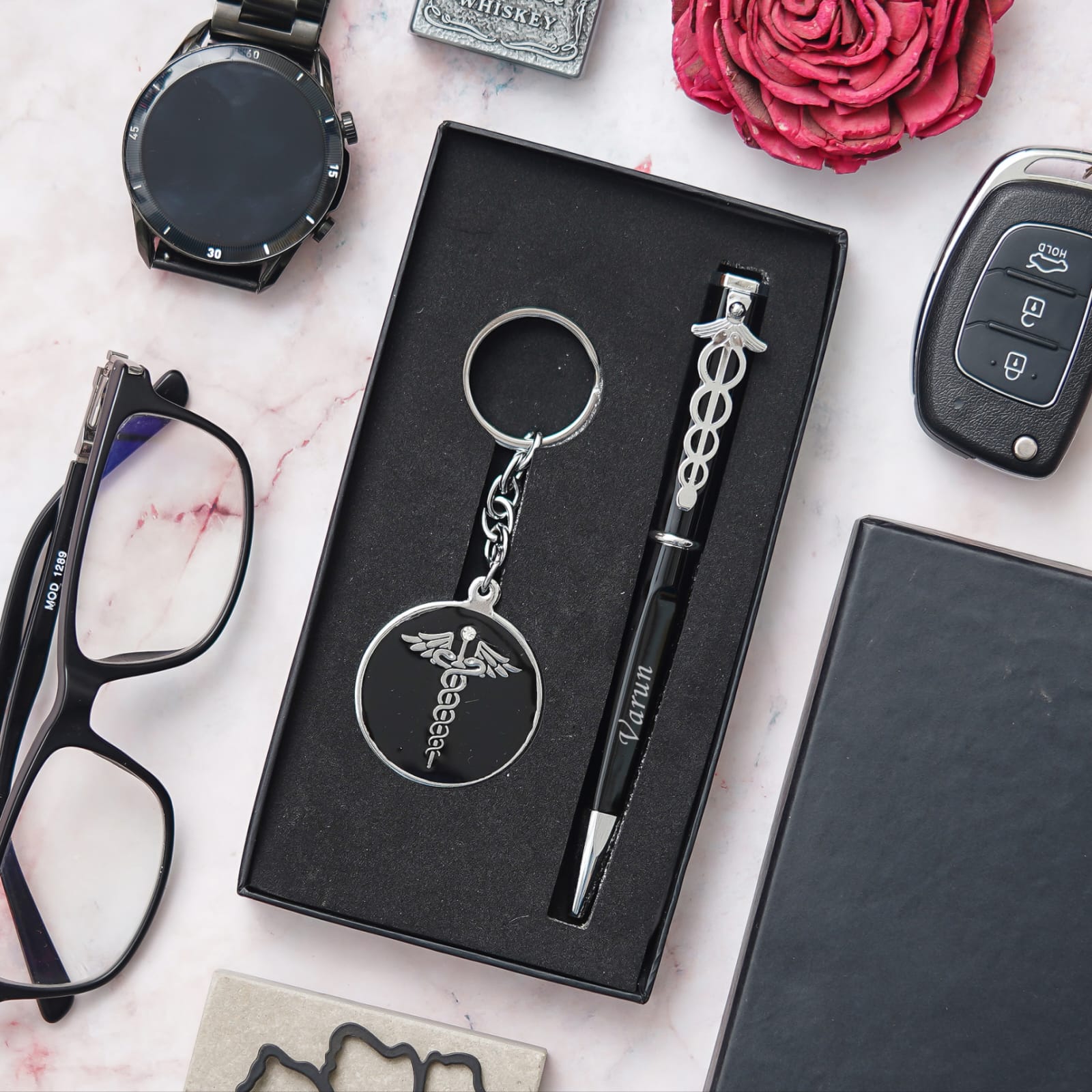 Personalised Professional Doctor, Advocate, & CA - Roller, Ball Pen & Keychain Set - The Gifting Era