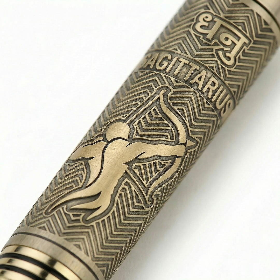 Personalised Sagittarius Zodiac Engraved Premium Metal Twist Ball Pen with Crystal Top
