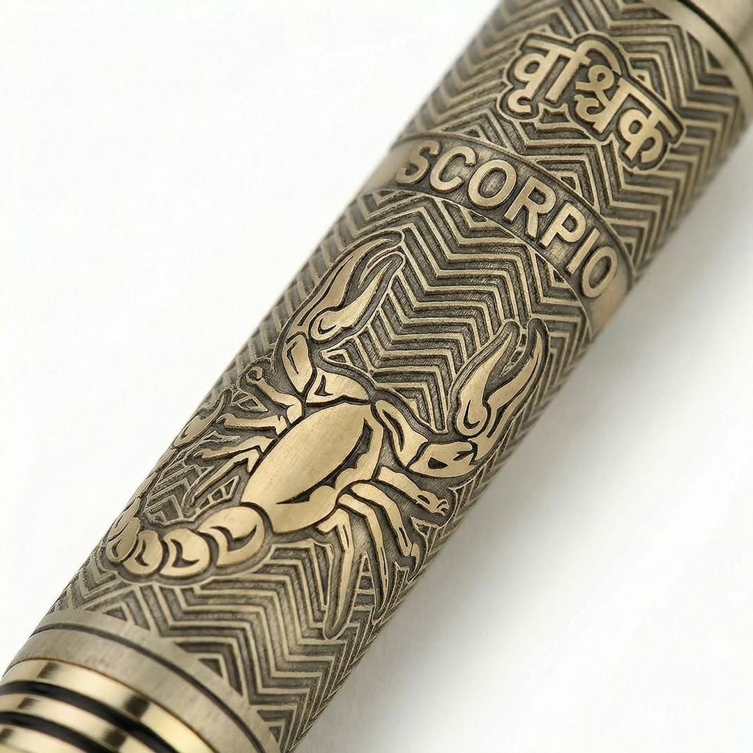 Personalised Scorpio Zodiac Engraved Premium Metal Twist Ball Pen with Crystal Top