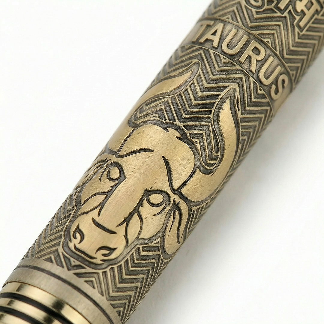 Personalised Taurus Zodiac Engraved Premium Metal Ball Pen with Crystal Top 