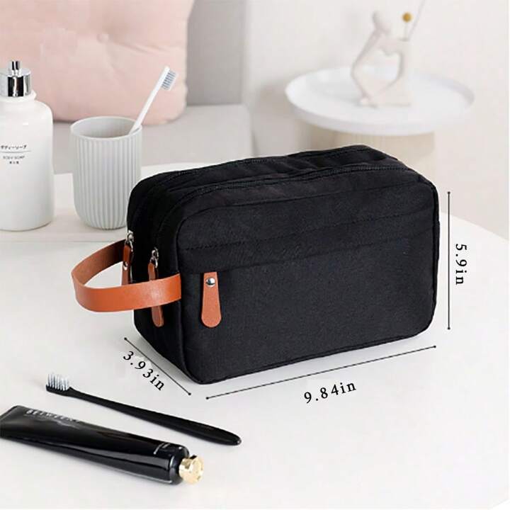 Personalised Toiletry Organizer 3 Zipper Cotton Pouch - The Gifitng Era