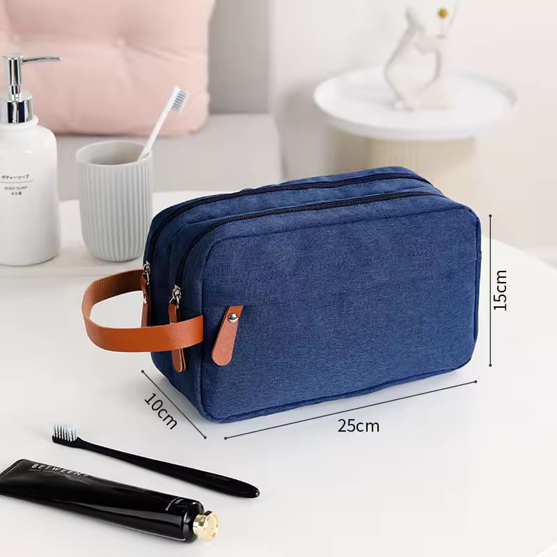 Personalised Toiletry Organizer 3 Zipper Cotton Pouch - The Gifitng Era