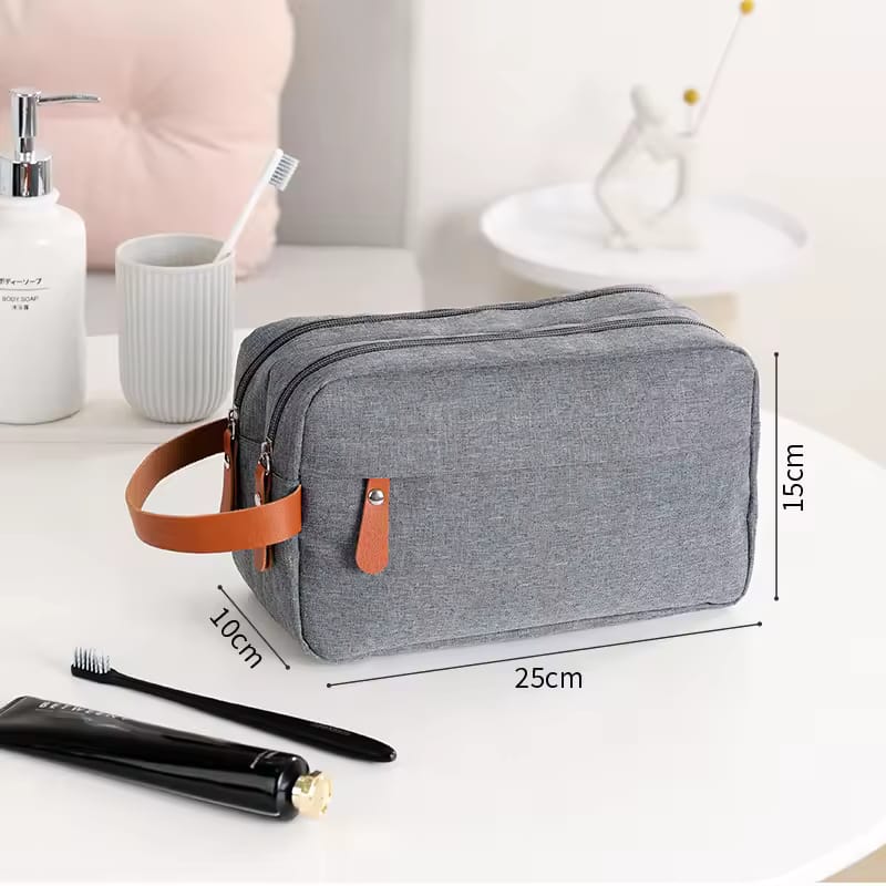 Personalised Toiletry Organizer 3 Zipper Cotton Pouch - The Gifitng Era