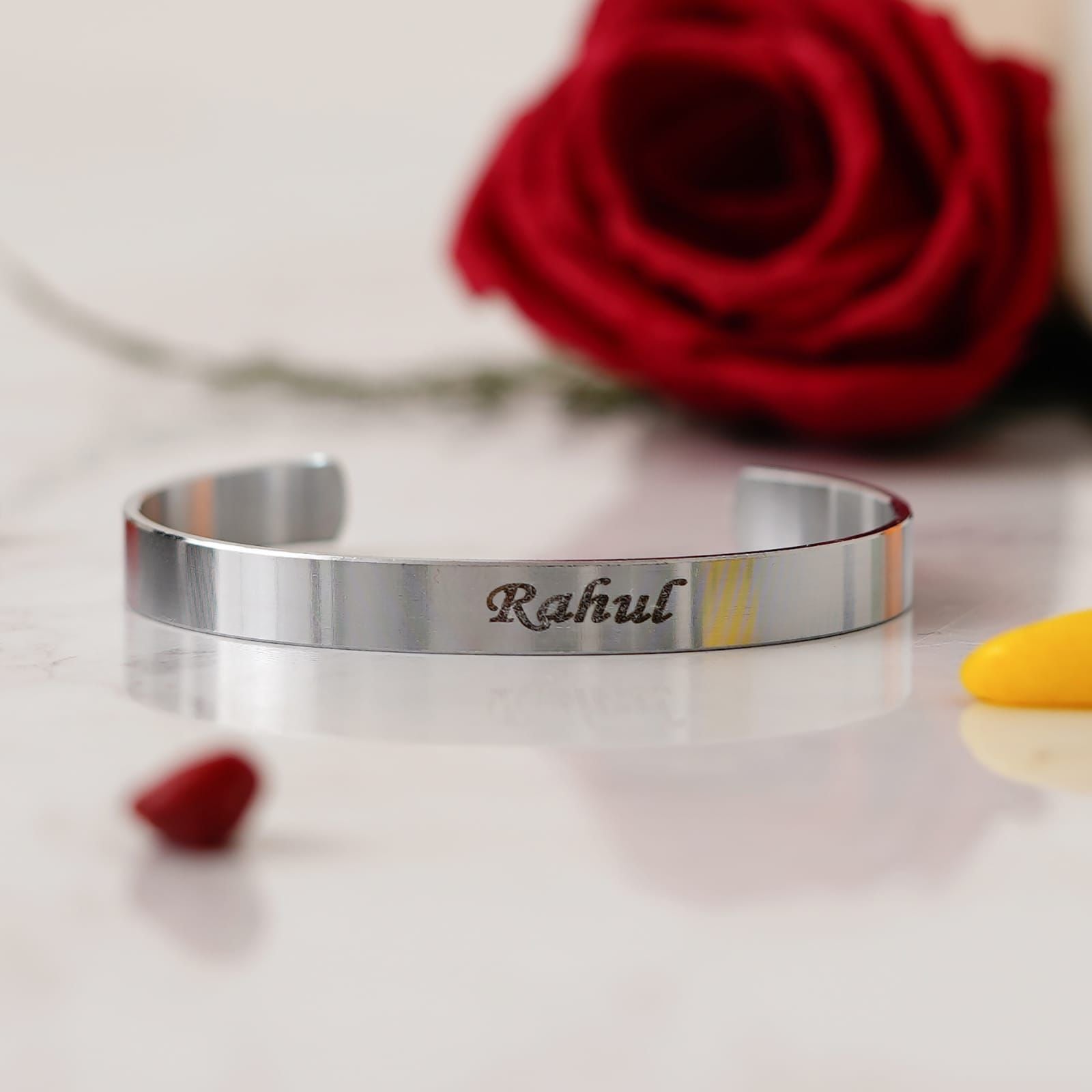 Personalised Unisex Stainless Steel Adjustable Kada - The Gifting Era - personalised kada bracelet, unisex kada stainless steel, custom engraved kada, adjustable bracelet with name, rakhi gift for brother sister, couple bracelet name engraved, stainless steel kada online, engraved bracelet india, raksha bandhan personalised gift, unisex gift under 500