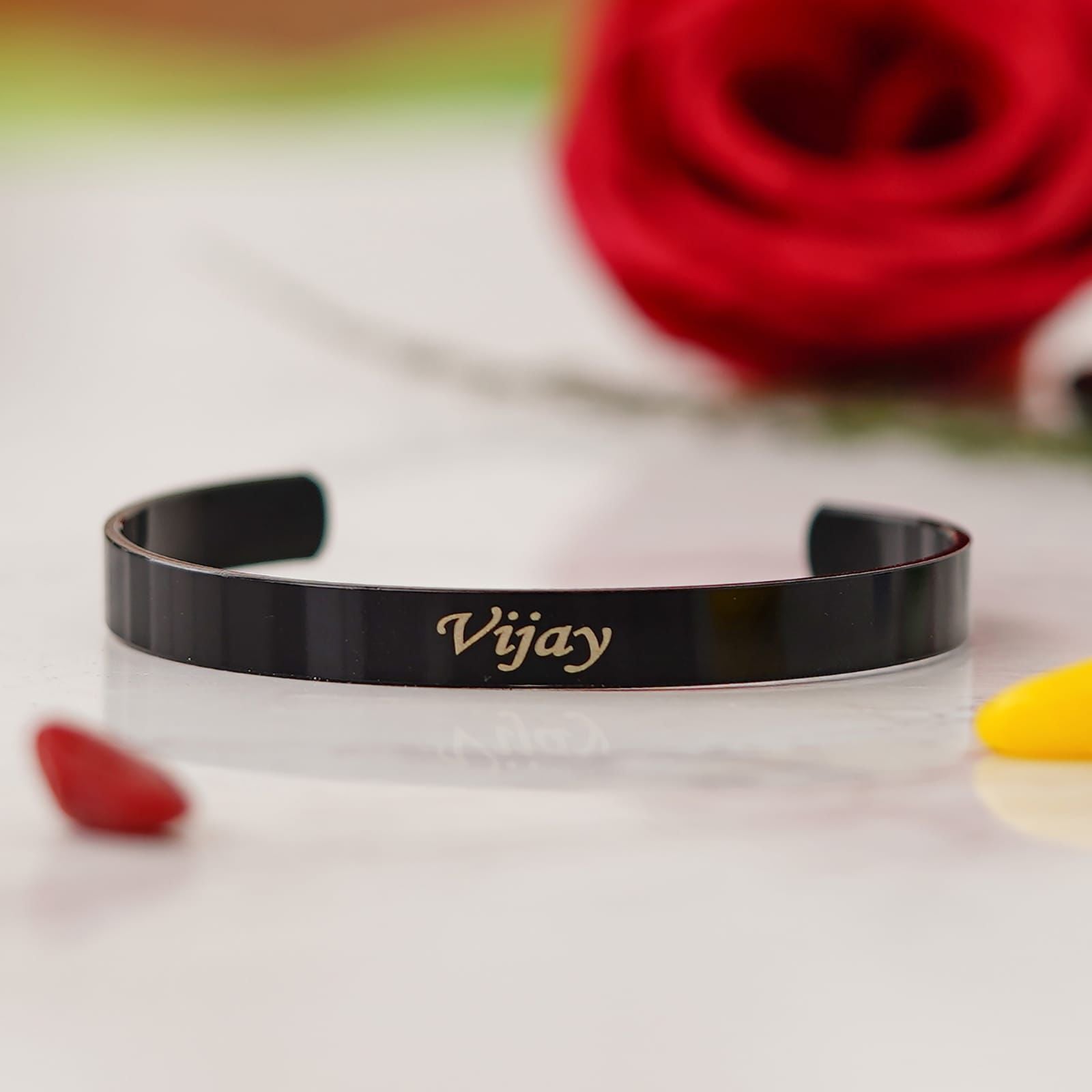 Personalised Unisex Stainless Steel Adjustable Kada - The Gifting Era - personalised kada bracelet, unisex kada stainless steel, custom engraved kada, adjustable bracelet with name, rakhi gift for brother sister, couple bracelet name engraved, stainless steel kada online, engraved bracelet india, raksha bandhan personalised gift, unisex gift under 500