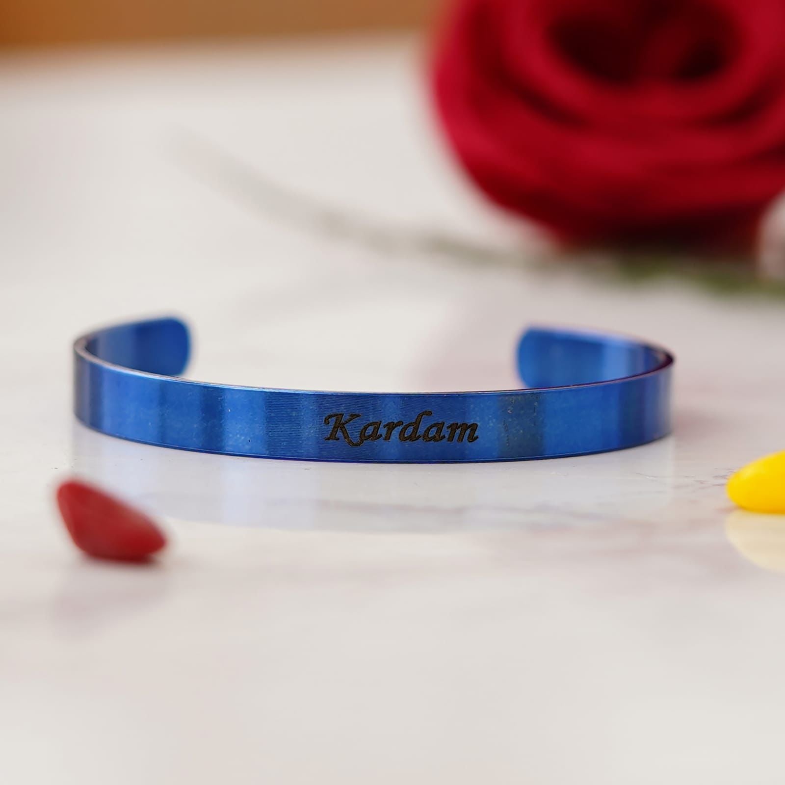 Personalised Unisex Stainless Steel Adjustable Kada - The Gifting Era - personalised kada bracelet, unisex kada stainless steel, custom engraved kada, adjustable bracelet with name, rakhi gift for brother sister, couple bracelet name engraved, stainless steel kada online, engraved bracelet india, raksha bandhan personalised gift, unisex gift under 500