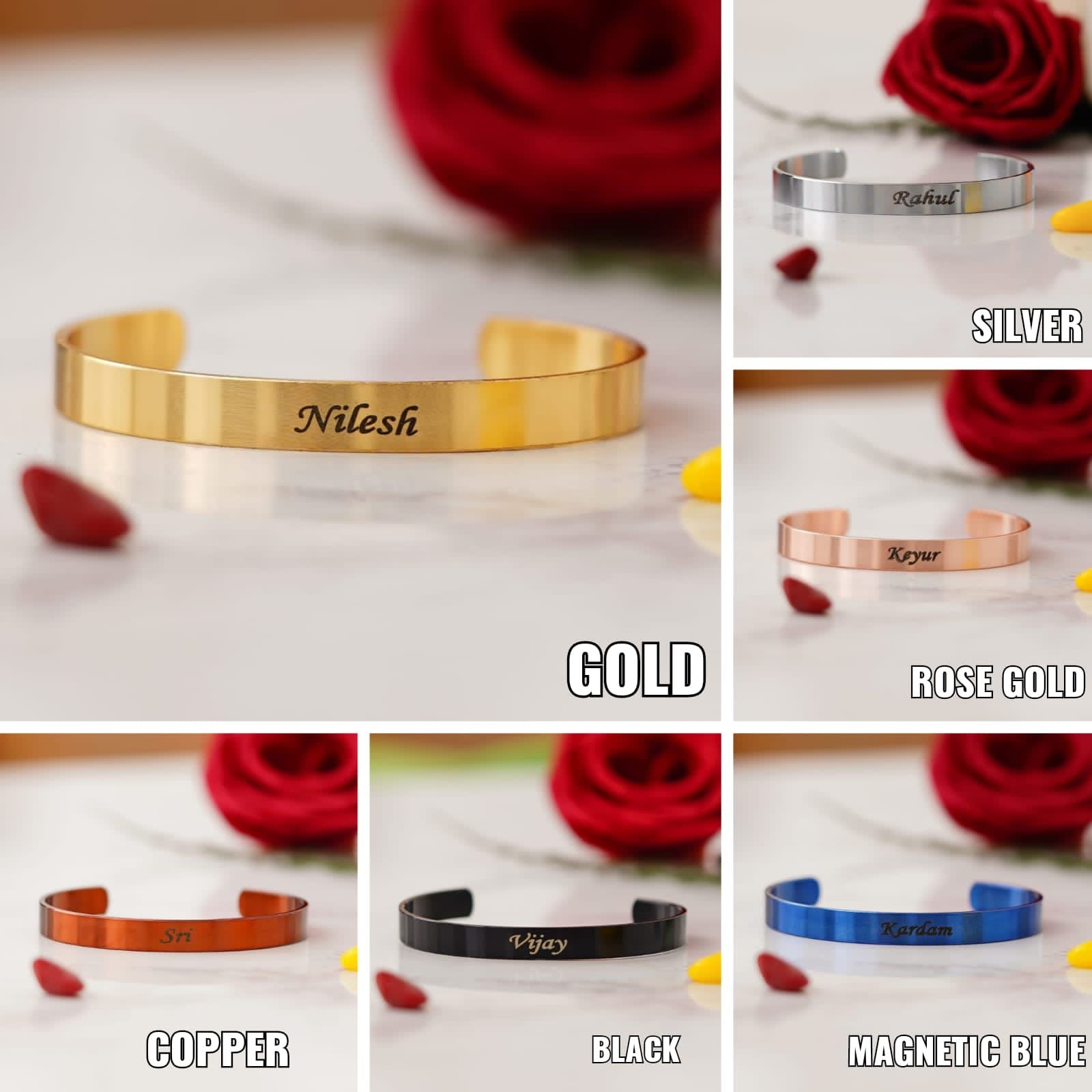 Personalised Unisex Stainless Steel Adjustable Kada - The Gifting Era - personalised kada bracelet, unisex kada stainless steel, custom engraved kada, adjustable bracelet with name, rakhi gift for brother sister, couple bracelet name engraved, stainless steel kada online, engraved bracelet india, raksha bandhan personalised gift, unisex gift under 500