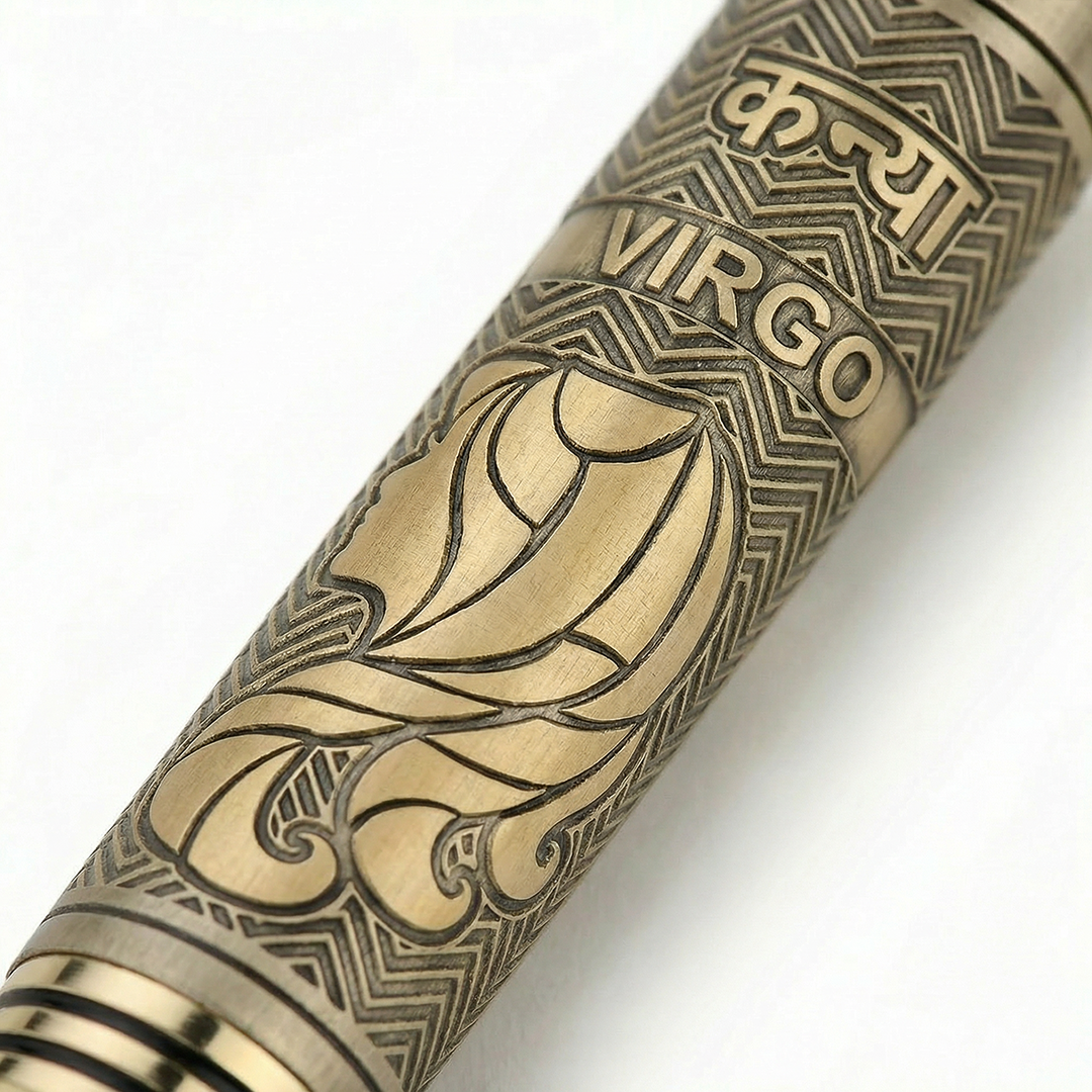 Personalised Virgo Zodiac Engraved Premium Metal Twist Ball Pen with Crystal Top