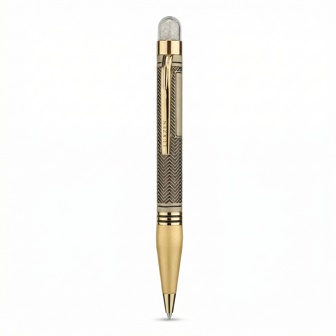 Personalised Zodiac Engraved Premium Metal Ball Pen with Crystal Top