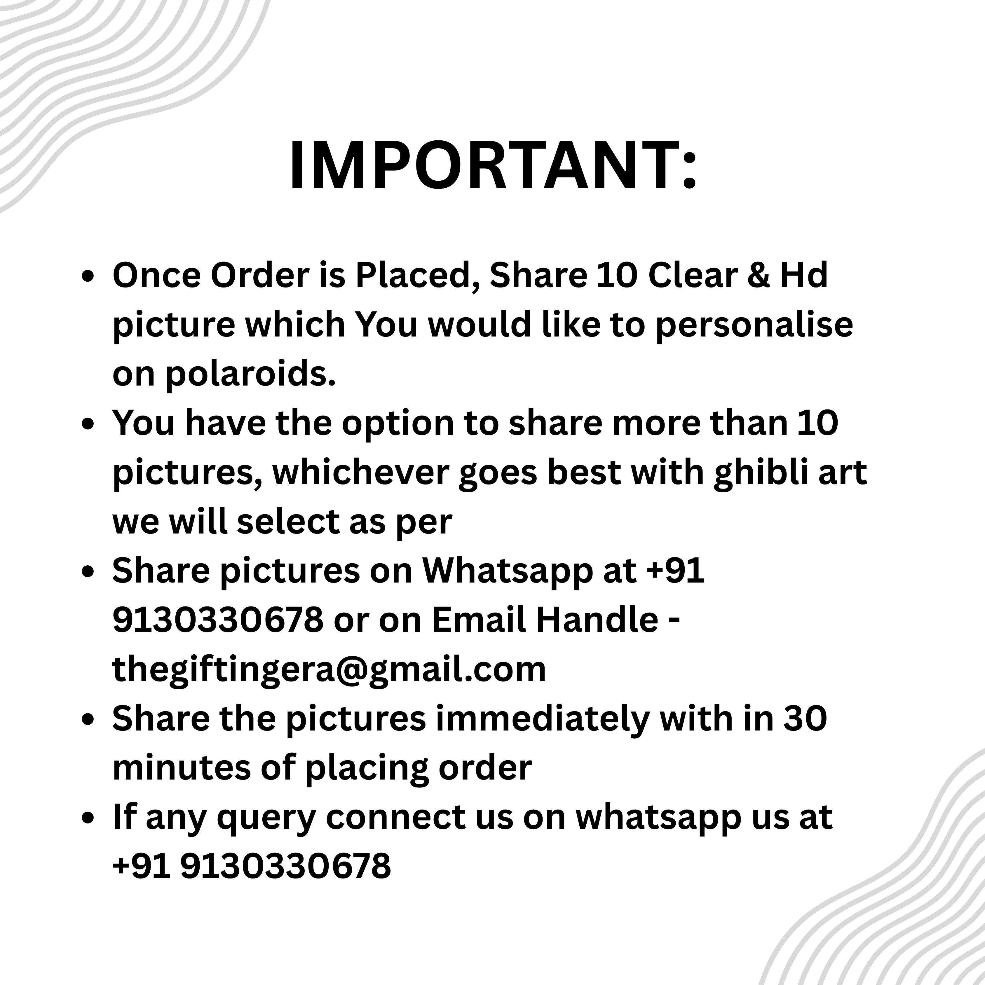 Personalised Ghibli Polaroid Photo with Hanging Clips (Set of 10) - The Gifting Era