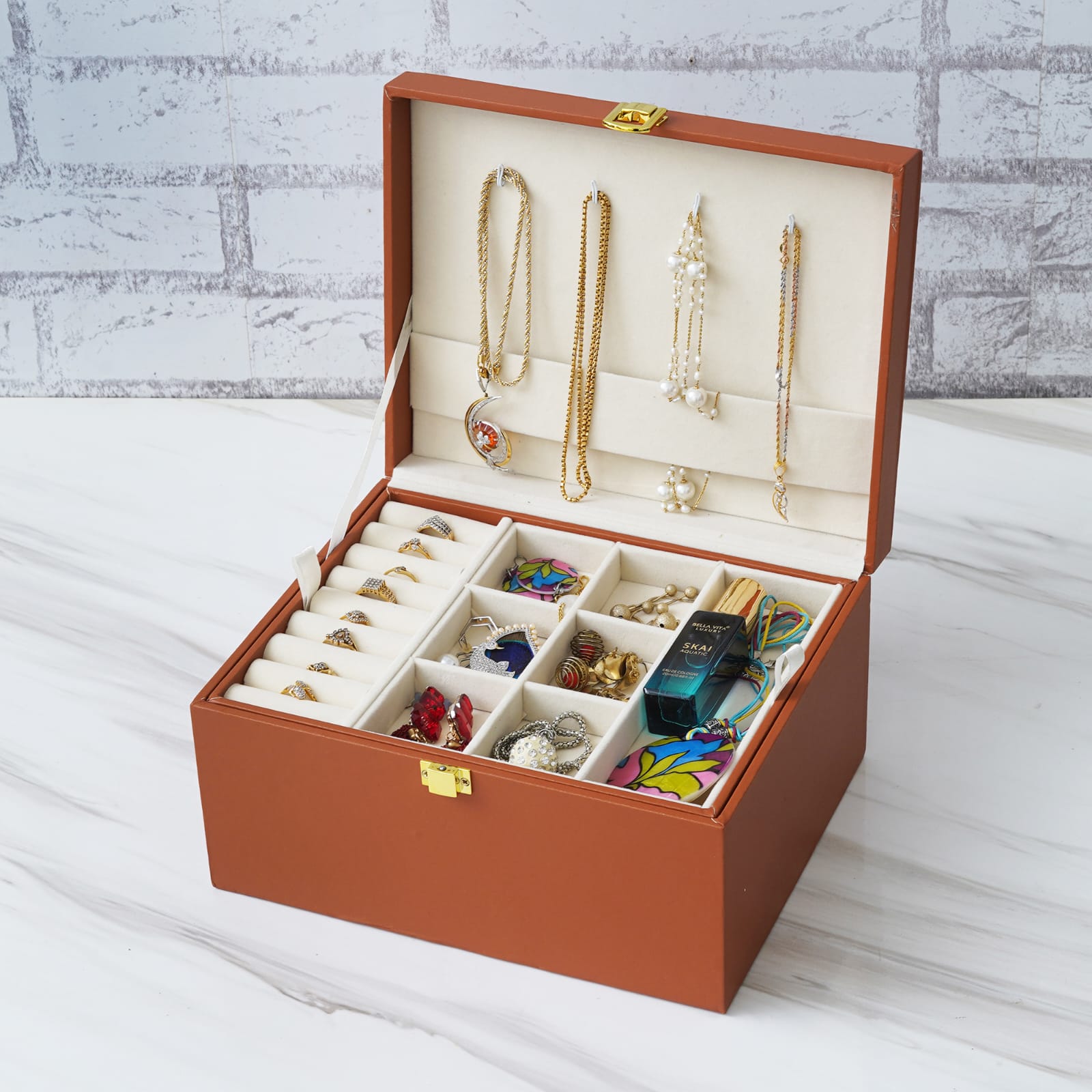 Premium Vanity Box Combo - RB60 A/B - Raksha Bandhan Special - The Gifting Era -rakhi gift for bhaiya bhabhi, personalised vanity box rakhi combo, vanity box with rakhi, couple rakhi gift set, raksha bandhan gift hamper, rakhi roli chawal combo, customised vanity box gift, bhaiya bhabhi rakhi set, rakhi 2025 hamper