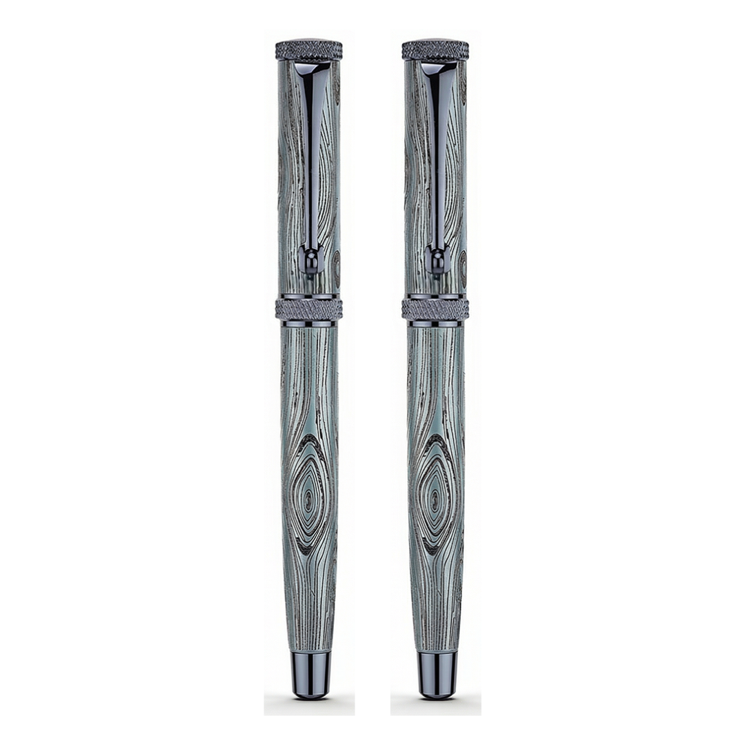 Woodwright Limited Edition Wooden Textured Metallic Fountain Pen - Royal Imperial Blue - The Gifting Era
