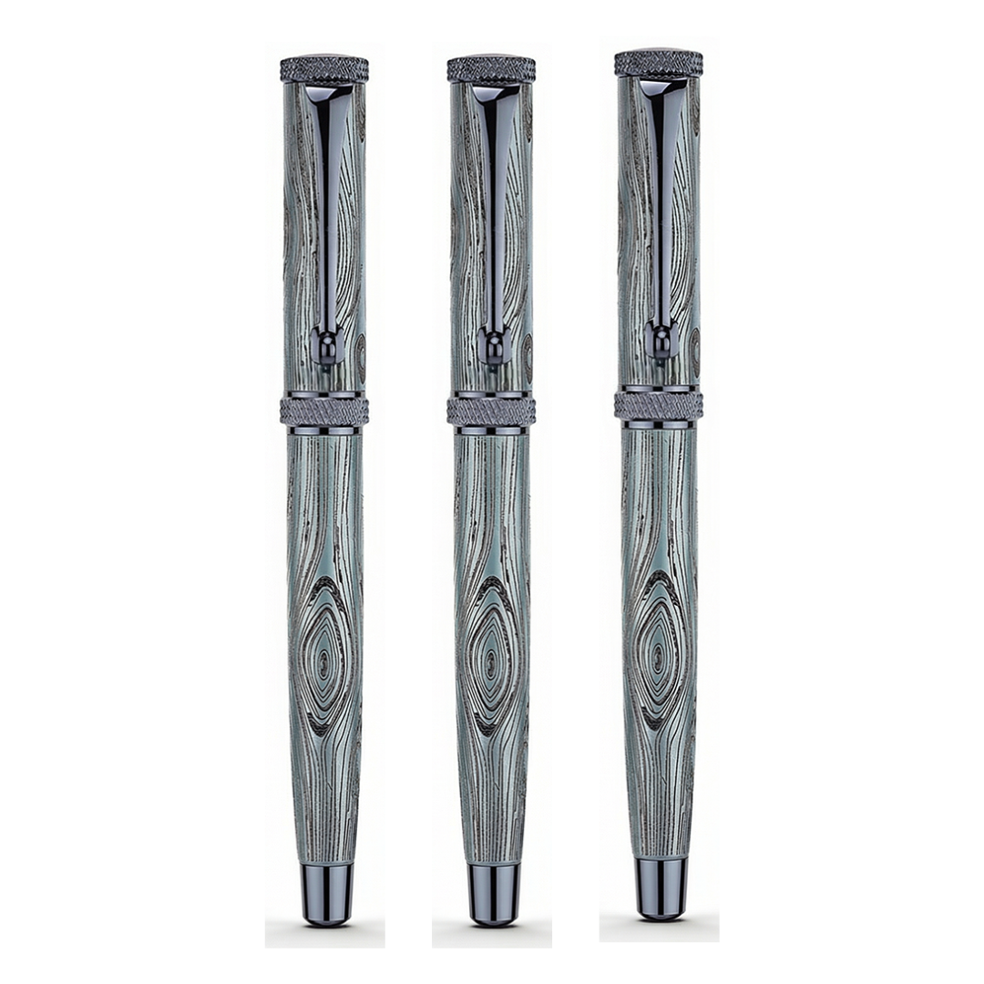 Woodwright Limited Edition Wooden Textured Metallic Fountain Pen - Royal Imperial Blue - The Gifting Era