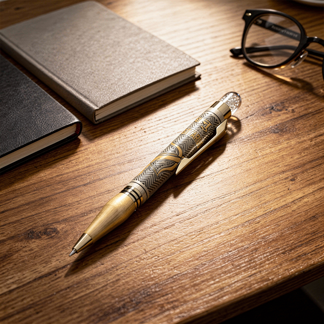 Personalised Sagittarius / धनु Zodiac Engraved Premium Metal Twist Ball Pen with Crystal Top - The Gifting Era