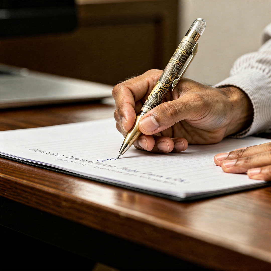 Personalised Scorpio / वृश्चिक Zodiac Engraved Premium Metal Twist Ball Pen with Crystal Top - The Gifting Era