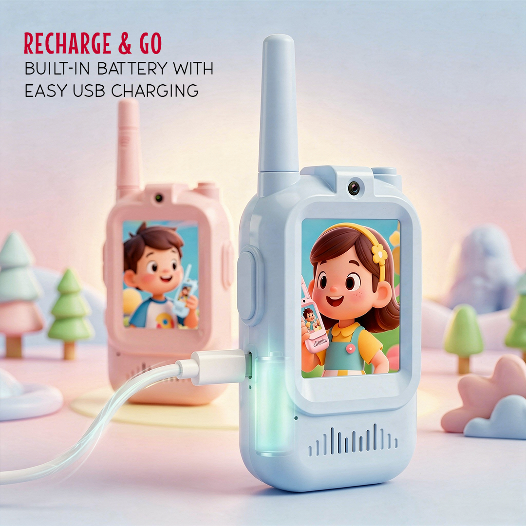 Kids Smart Video Walkie Talkie - HD Camera, Voice Changer, & Screen Display - The Gifting Era