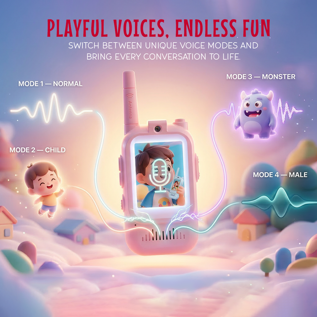 Kids Smart Video Walkie Talkie - HD Camera, Voice Changer, & Screen Display - The Gifting Era