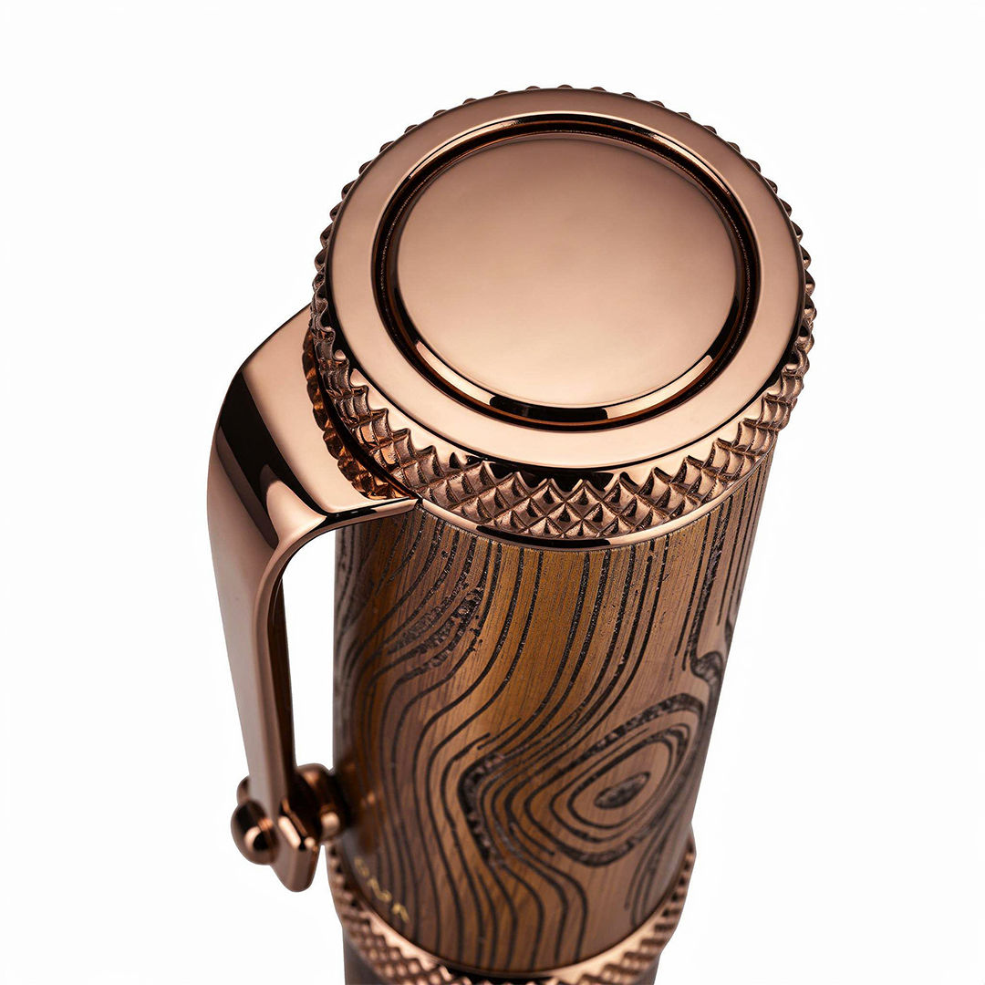 Woodwright Limited Edition Wooden Textured Metallic Fountain Pen - Dark Chocolate Bronze - The Gifting Era