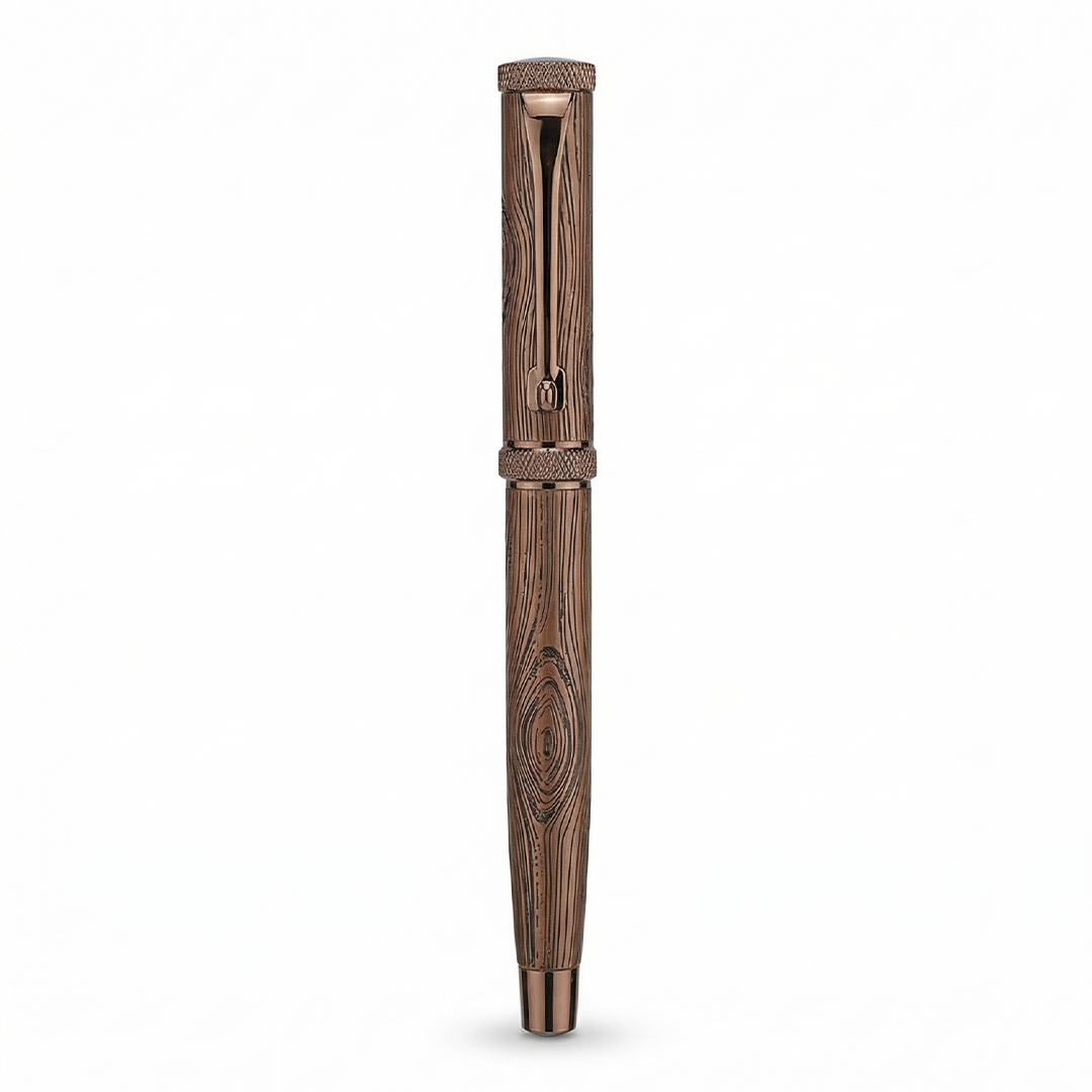 Woodwright Limited Edition Wooden Textured Metallic Fountain Pen - Dark Chocolate Bronze - The Gifting Era