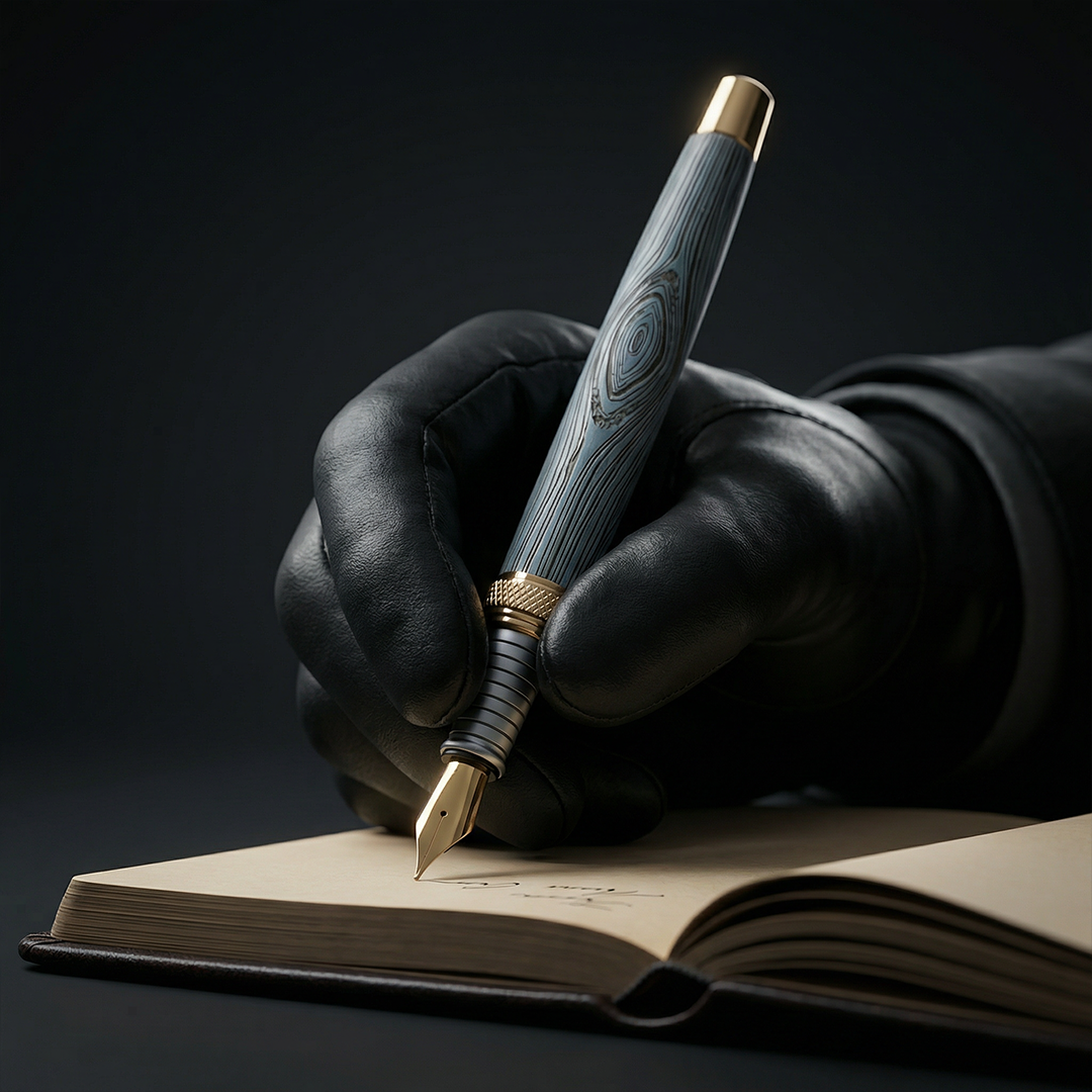 Woodwright Limited Edition Wooden Textured Metallic Fountain Pen - Imperial Blue Gold - The Gifting Era