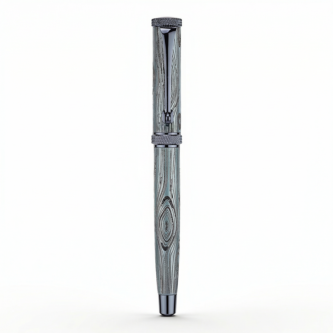 Woodwright Limited Edition Wooden Textured Metallic Fountain Pen - Royal Imperial Blue - The Gifting Era