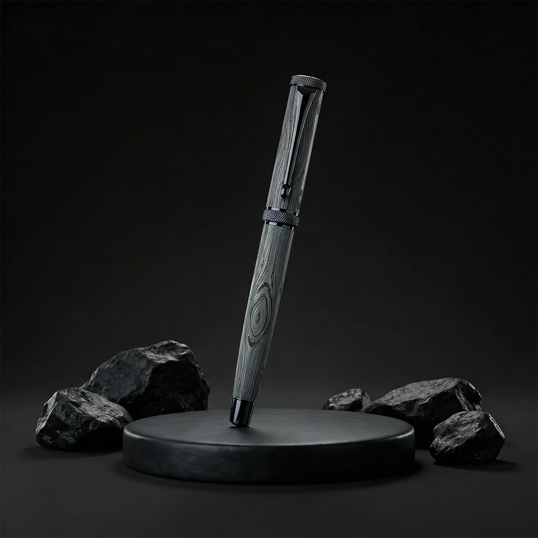 Woodwright Limited Edition Wooden Textured Metallic Fountain Pen - Royal Imperial Blue - The Gifting Era