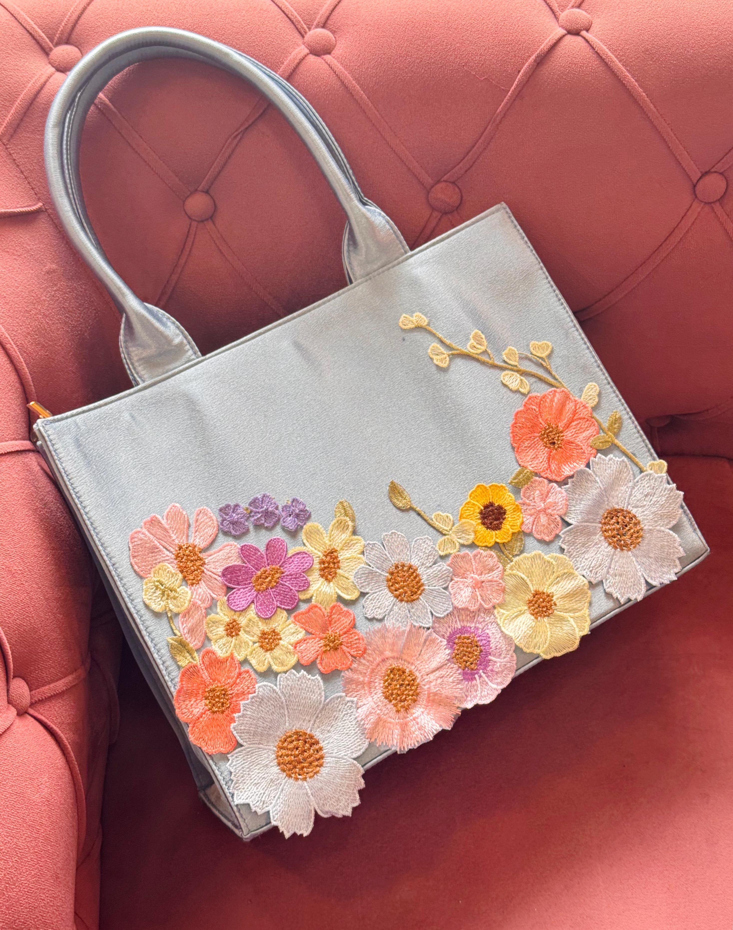 Personalised Premium Handcrafted Bloom Floral Satin Hand Bag - Limited Edition