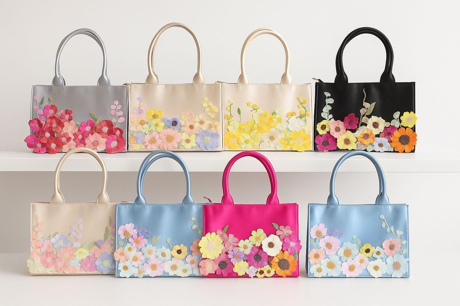 Personalised Premium Handcrafted Bloom Floral Satin Hand Bag - Limited Edition