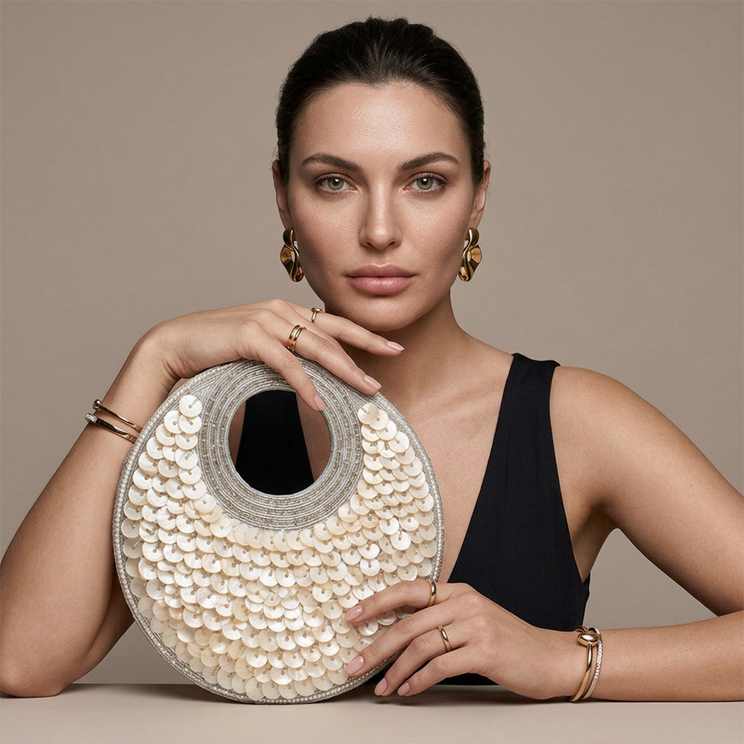 Selene Crescent Moon Bag | Platinum Pearl | Limited Edition Luxury By The Gifting Era - The Gifting Era