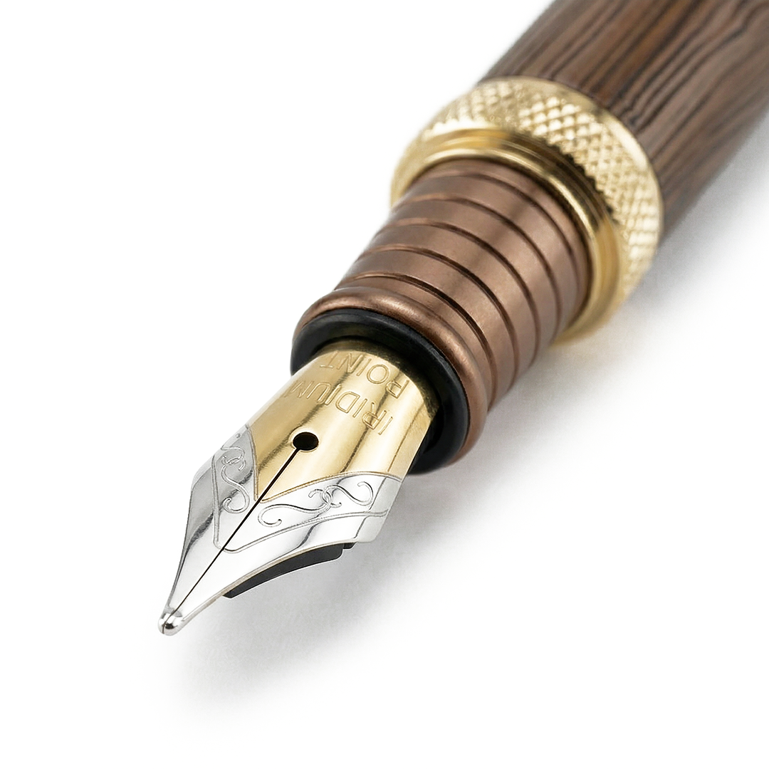 Personalised Woodwright Limited Edition Wooden Textured Metallic Fountain Pen - Set of 4 Fountain Pens - The Gifting Era