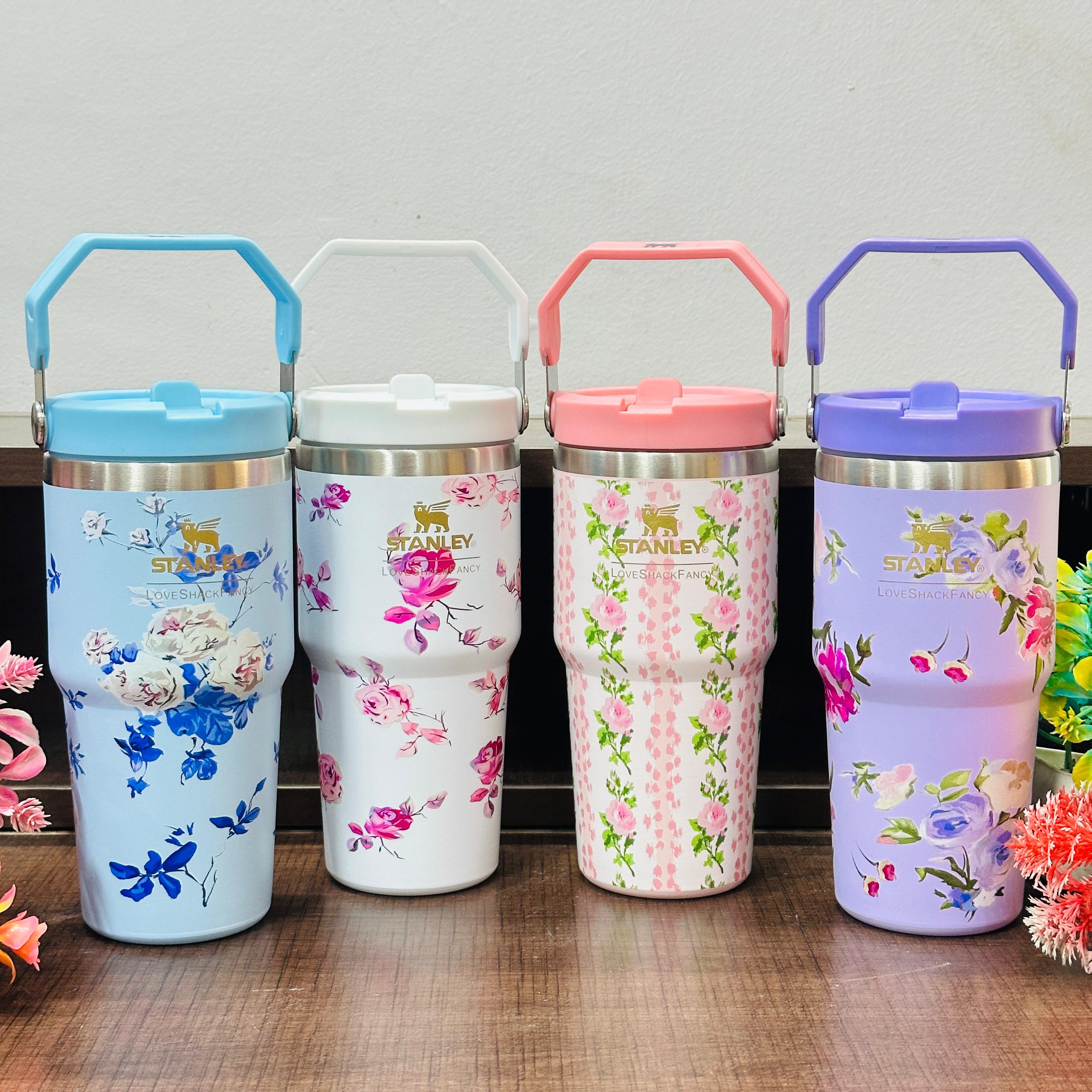 Personalised Stanley Floral Sipper Vacuum Tumbler with Handle - 600 ML