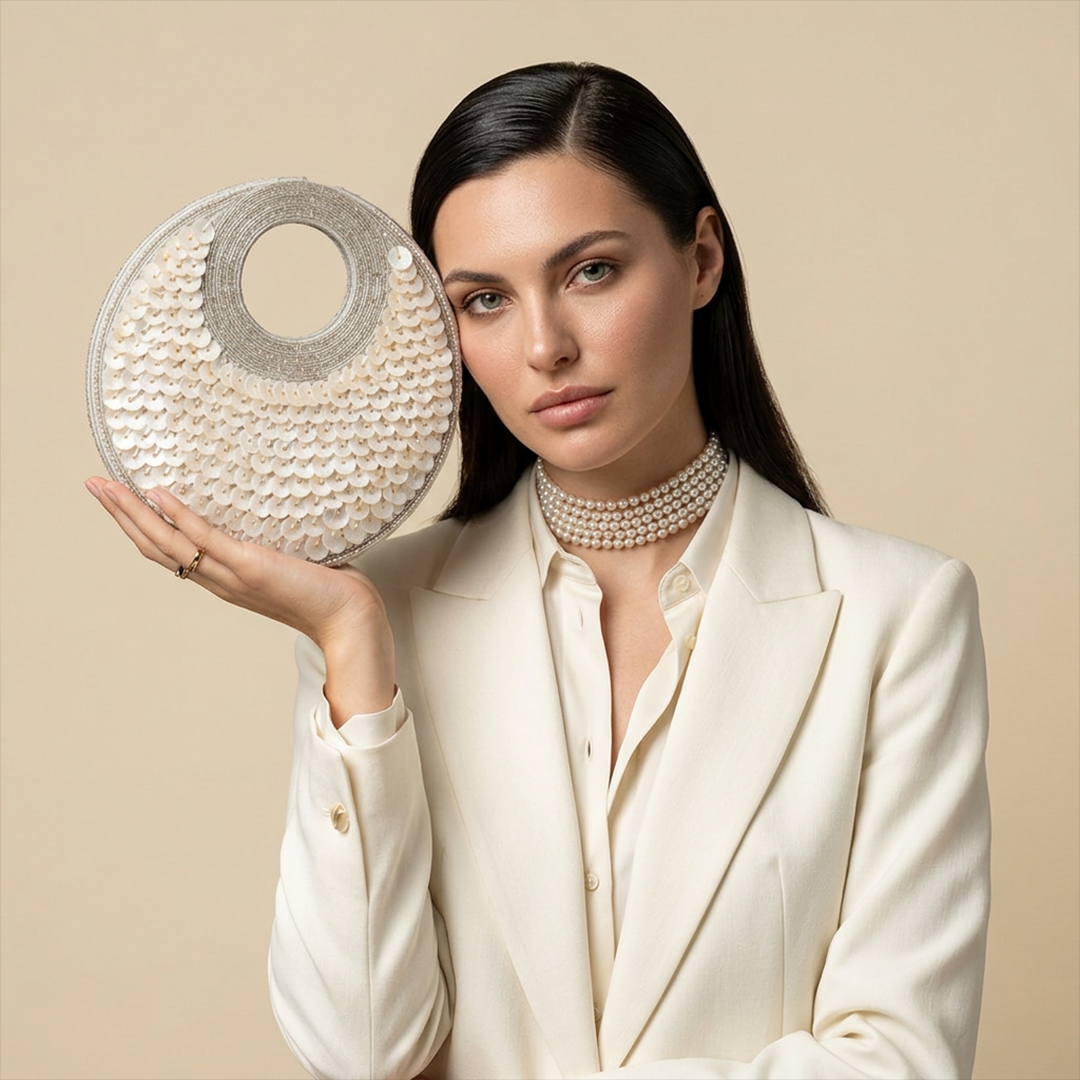 Selene Crescent Moon Bag | Champagne Moon | Limited Edition Luxury By The Gifting Era - The Gifting Era