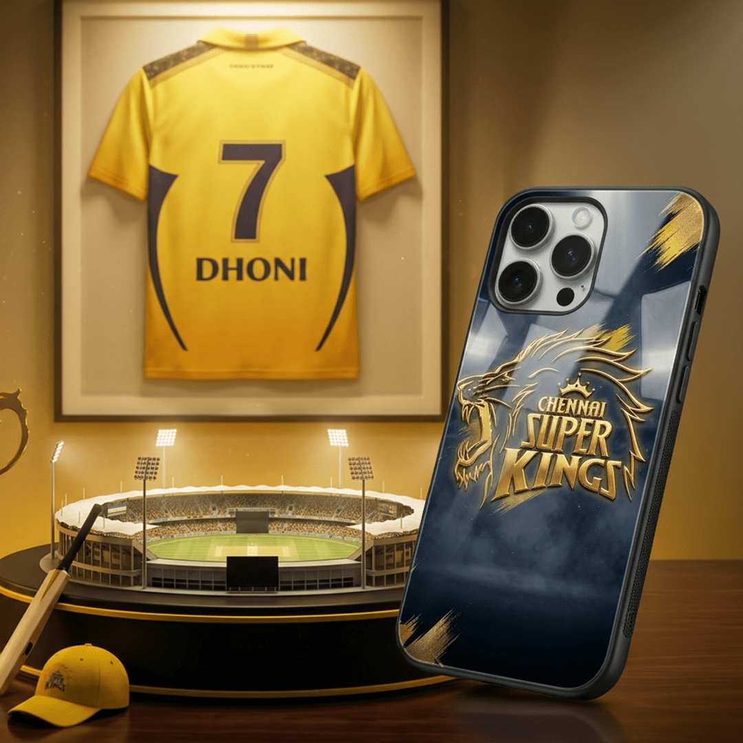 CSK Golden Lion Black - IPL Edition Metallic Glossy Finish TPU 360° Protection Phone Case - The Gifting Era
