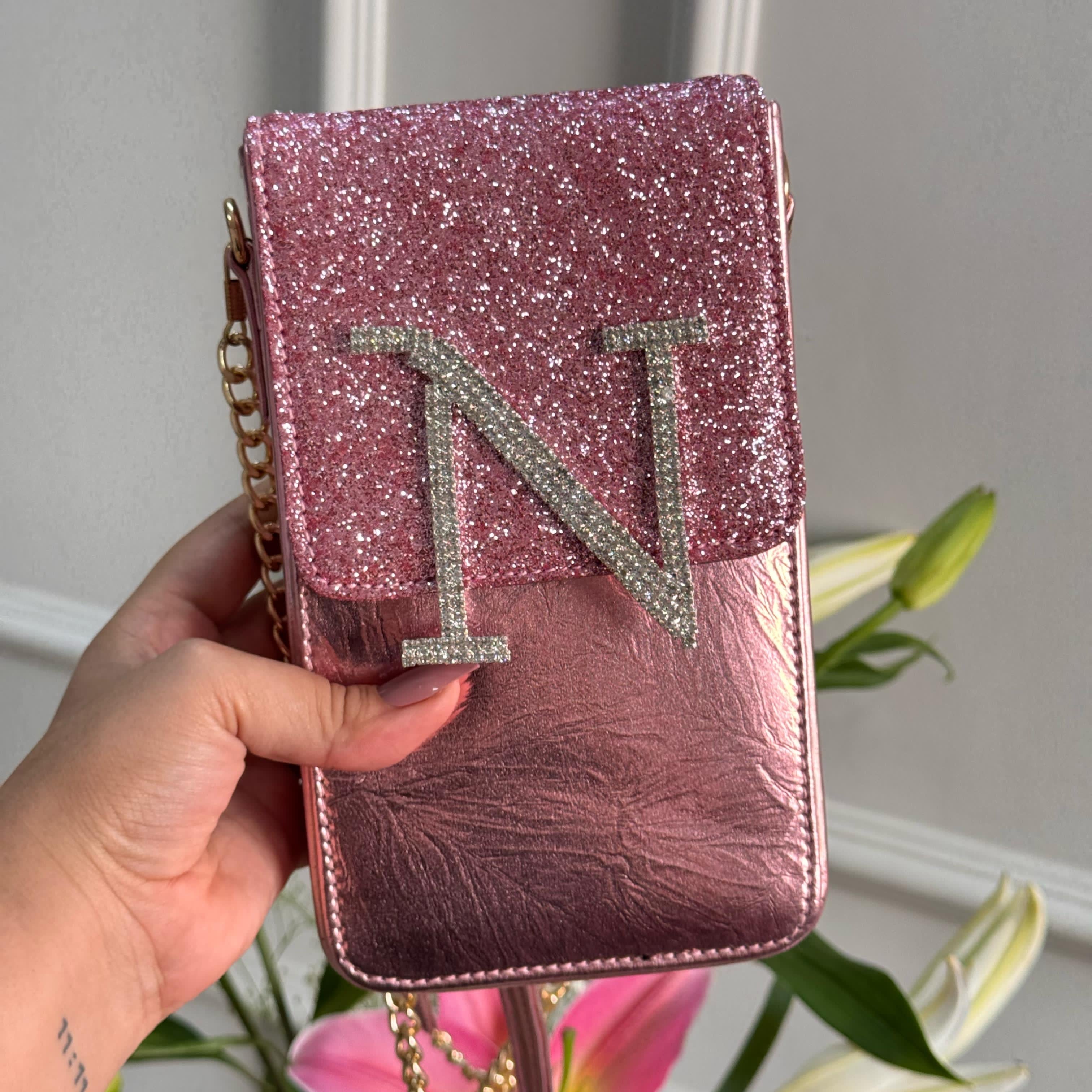 Personalised Premium Glitter Luxe Monogram Initial Crossbody Sling Bag