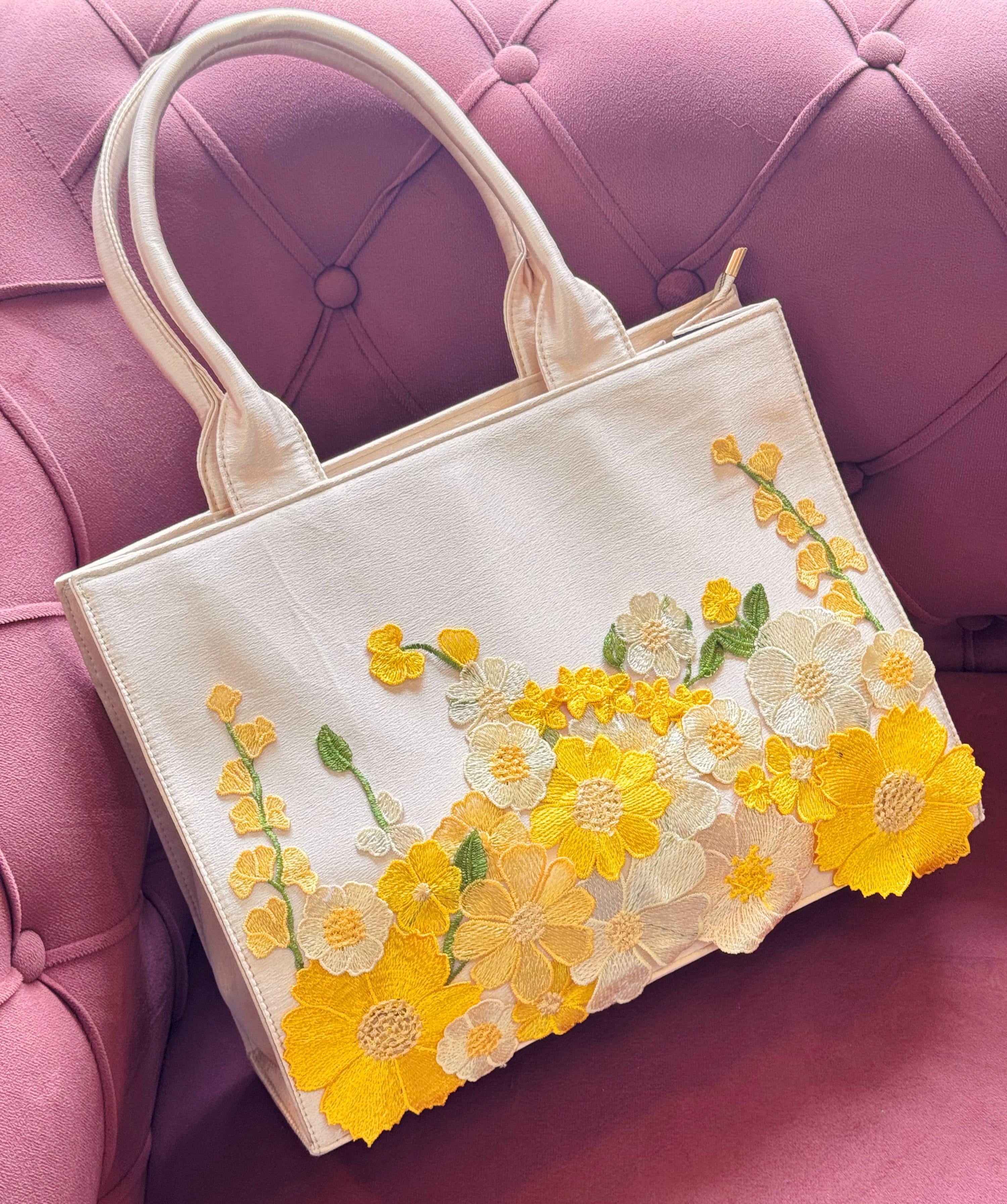 Personalised Premium Handcrafted Bloom Floral Satin Hand Bag - Limited Edition