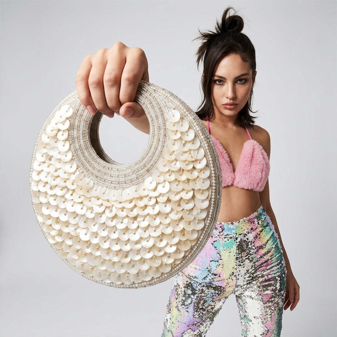 Selene Crescent Moon Bag | Ivory Pearl | Limited Edition Luxury By The Gifting Era - The Gifting Era
