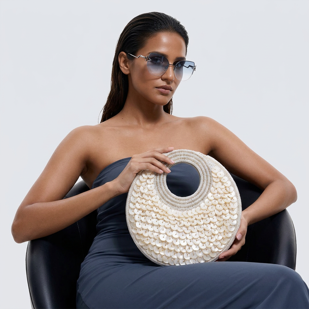 Selene Crescent Moon Bag | Ivory Pearl | Limited Edition Luxury By The Gifting Era - The Gifting Era