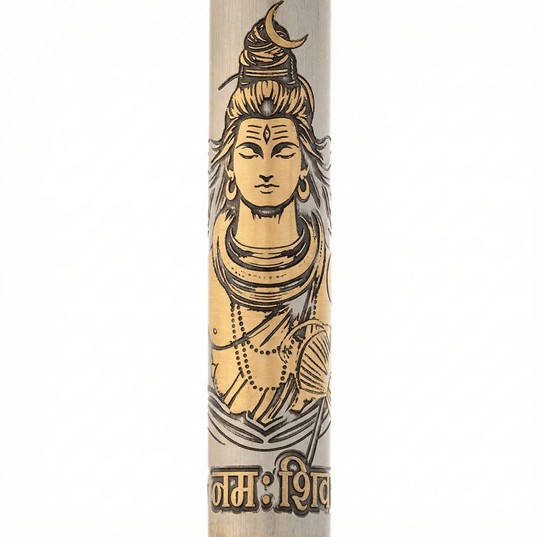 Divine Energy Sacred God Engraved Metal Roller Pen with Rudraksh Bead Embed - Set of 6 Premium Pens - The Gifting Era