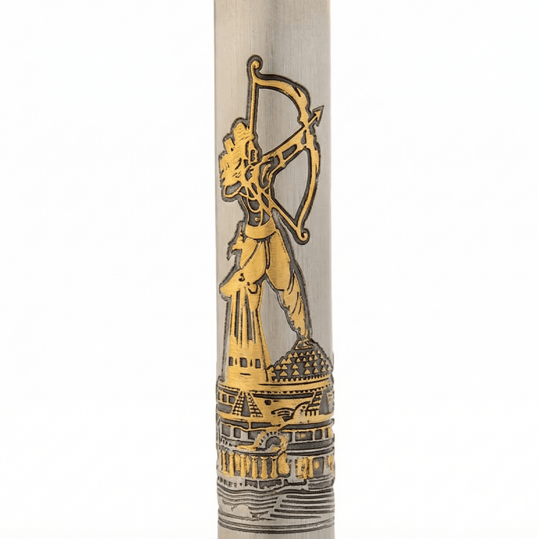 Divine Energy Sacred God Engraved Metal Roller Pen with Rudraksh Bead Embed - Set of 6 Premium Pens - The Gifting Era