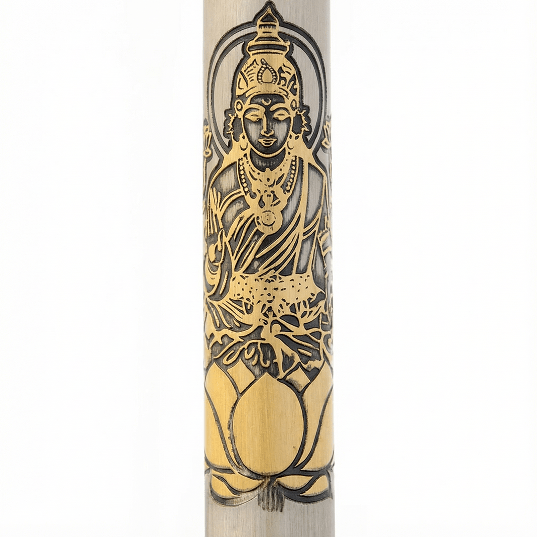 Divine Energy Sacred God Engraved Metal Roller Pen with Rudraksh Bead Embed - Set of 6 Premium Pens - The Gifting Era