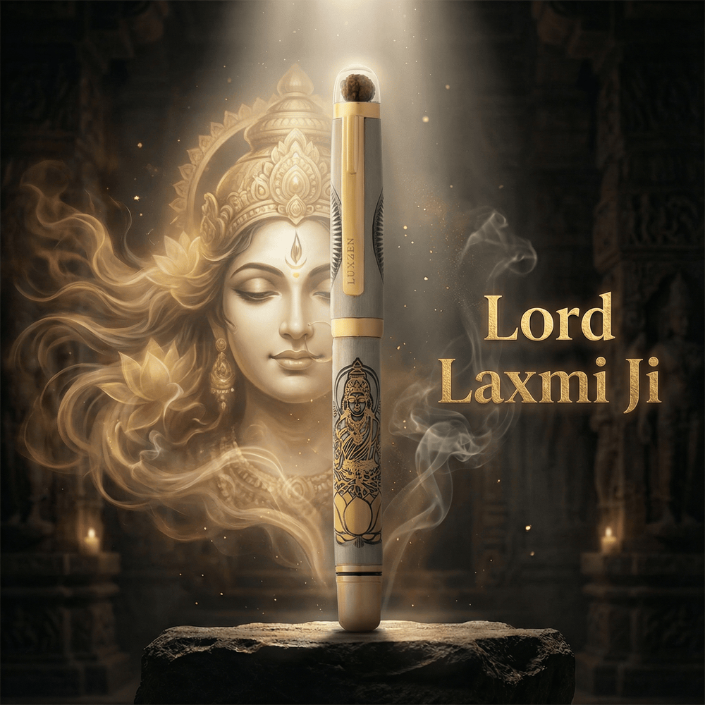 Divine Energy Sacred God Engraved Metal Roller Pen with Rudraksh Bead Embed - Set of 6 Premium Pens - The Gifting Era