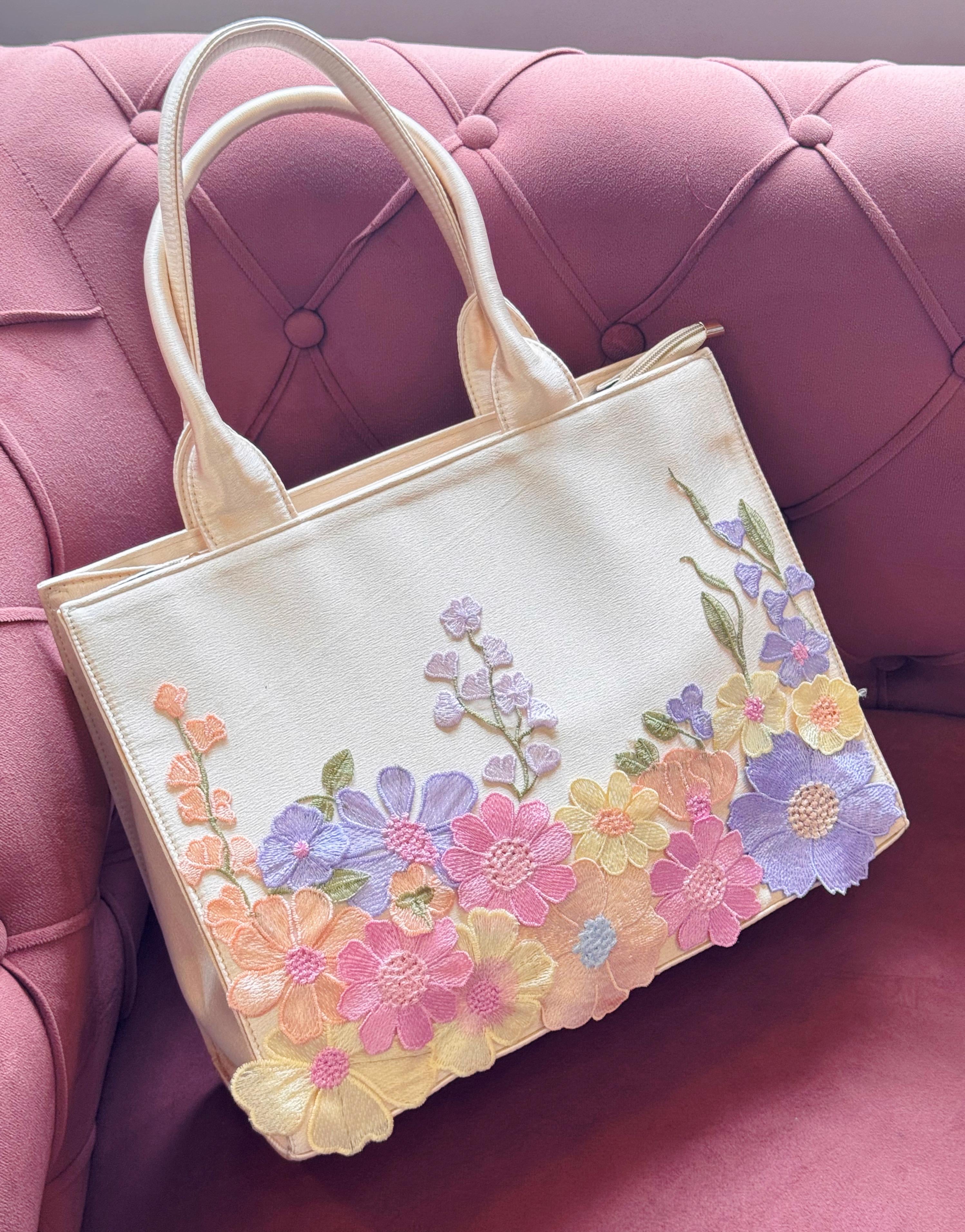 Personalised Premium Handcrafted Bloom Floral Satin Hand Bag - Limited Edition
