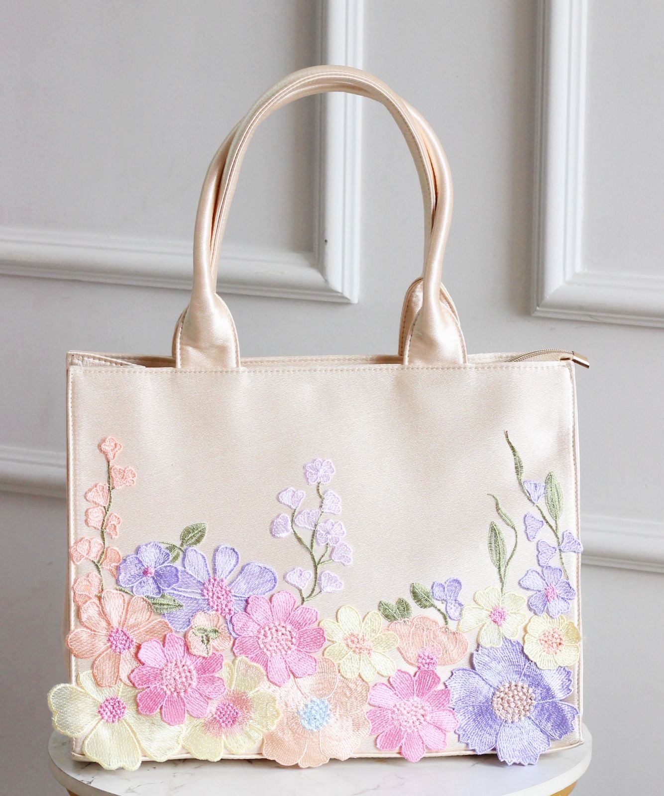 Personalised Premium Handcrafted Bloom Floral Satin Hand Bag - Limited Edition